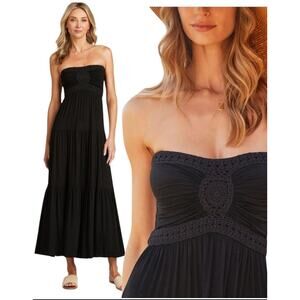 Trish Scully Women's Black PIPA Dress Sz 10 NWT Bohemian Strapless Pioneer Gypsy